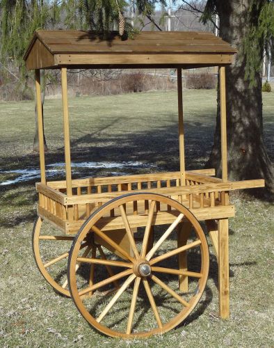 Rustic Vending Cart, Large. Wooden roof. Many changes possible on this model.