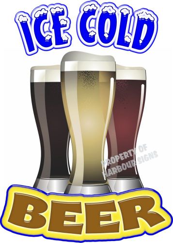 Ice cold beer decal 14&#034; concession food truck van drink ale beverage vinyl signs for sale