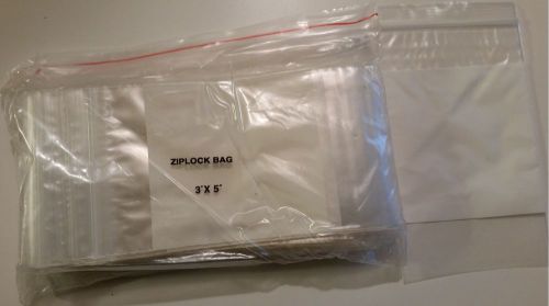 100 3&#034;x5&#034; ZIPLOCK BAGS White 2MIL Small POLY BAG RECLOSABLE BAGS Plastic Baggies