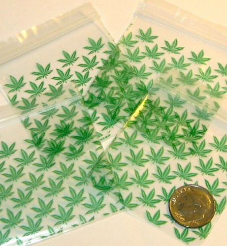 1000 Green Leaves Baggies 2 x 2&#034; mini ziplock bags 2020 Apple brand