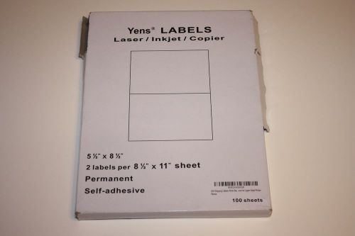 Yens® Label 200 Half Sheet Shipping Labels for Laser/InkJet 5-1/2&#034; x 8-1/2&#034; (Sam