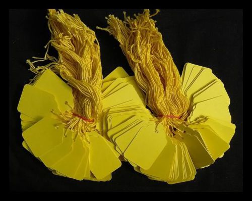 500 YELLOW Strung Price Tags 42 x 27 mm Traditional Tie On Swing Tags Size 25
