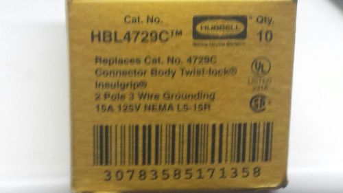 Hubbell hbl4729c 15a 125v 2 pole 3 wire twist-lock connector body-new for sale