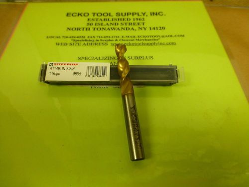 Screw machine drill 3/8&#034; cobalt tin parabolic 130 split point titex new $7.45 for sale