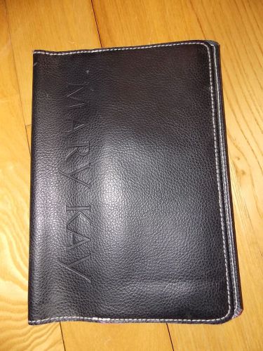 MARY KAY Black Leather Datebook Cover Case Pink Interior Business Card Holder EC