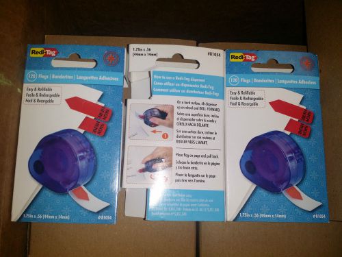 Lot of (3) Redi-Tag Arrow Message Page Flags &#034;Sign Here&#034; 81054 Red 120/Dispenser