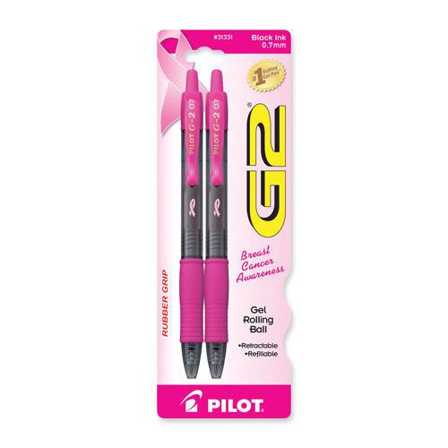 G2 Pink Ribbon Retractable Gel Ink Pen, 2 Per Pack Set of 2
