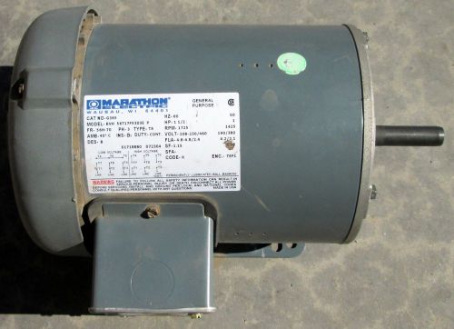 3 PHASE 1 1/2 HP ELECTRIC MOTOR TEFC 208/230 460 1725 RPM .625&#034; 5/8&#034; SHAFT