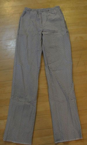 Angelica Chef Pants Black and White Checkered Pattern Checkerboard Unhemmed