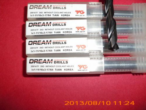 LOT OF 5 DREAM DRILLS 17/64&#034; TIALN COATED