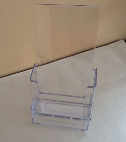 Acrylic 4 1/2&#034; x 7&#034; Brochure Holders with Business Card Holder
