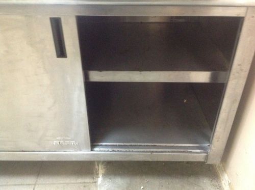 Stainless steel. 2 door work table cabinet  8 ft.   Long by Advance Tabco