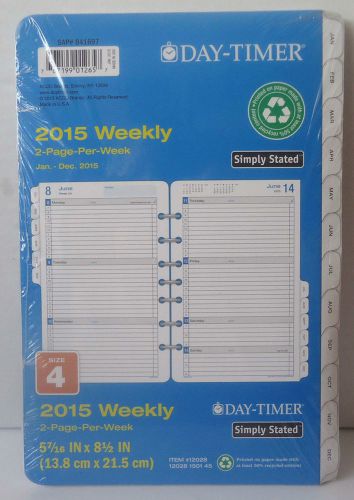 New Day Timer Weekly 2 pgs per Week Simply Stated 2015 Size 4  Item # 12028