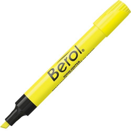 LOT OF 4 Berol Highlighter -Broad,Narrow-Fluorescent Yellow Ink-12/Pk- SAN64324