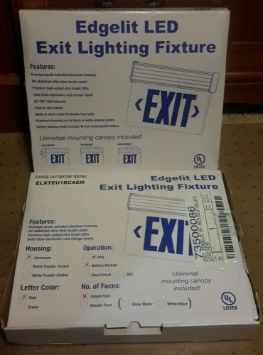 Edgelit LED exit sign ELXTEU1RCAEM Aluminum/Red/1 Face