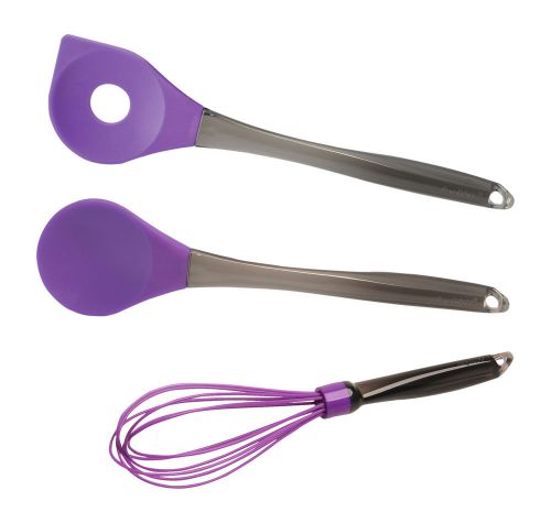 BergHOFF International Geminis 3 Piece Silicone Spoon and Whisk Set Purple