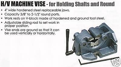 4&#034; H/V Machine Vise For Holding Shafts And Round Pipe