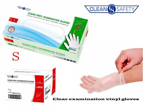 Clear Vinyl Medical Exam Powder Free Disposable Gloves (10boxes/case) - Small
