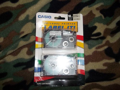 Casio Tape Cartridge 18MM Clear Tape Black Letters NIP 3/4&#034;