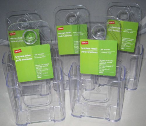 LOT OF 5  Acrylic Brochure / Pamphlet / Document Holder Clear Rack Staples Brand