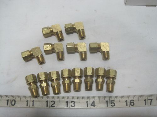 Lot of 14 Parker  Brass Compression  Male Connectors 1/4&#034; Tube x 1/8&#034; MNPT