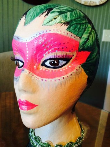 Hand Painted One Of A Kind Styrofoam Mannequin Head For Hats &amp; Wigs