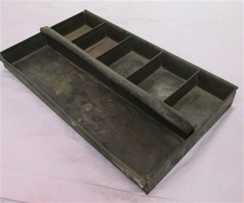 Old 6 Compartment Metal Cash Drawer Organizer Tray Small Parts Storage Vintage