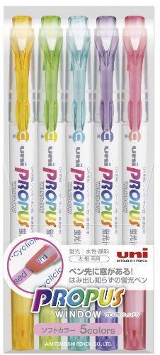 Uni Color Double-Sided Highlighter Pen - 4.0 mm / 0.6 mm Twin Tip - 5 Color Set
