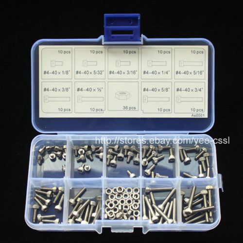 #4-40 unc stainless steel hex socket head cap screws nuts assortment kit as0001 for sale