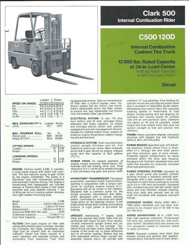 Fork Lift Truck Brochure - Clark - C500 120D - 12,000 lbs - c1975 (LT132)
