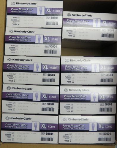 9 Boxes Kimberly-Clark Purple Nitrile-Xtra Exam Gloves XL 50604 KC500