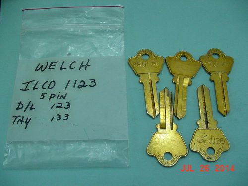 Locksmith nos key blanks esp brass 1123 welch locks lot of 5 uncut for sale