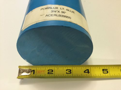 Pomalux Acetal Copolymer 3.5&#034; Dia. x 1 ft Long Rod  Lt. Blue FREE PRIORITY SHIP