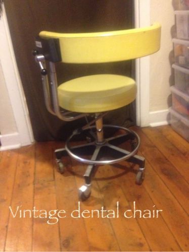 Vintage Dentsply Dental Assistant Operating Stool yellow 50&#039;s to 60&#039;s era