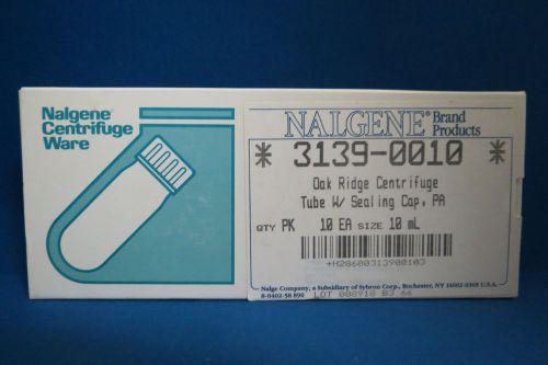 New nalgene 10ml oak ridge centrifugetubes ppco #3139-0010 qty 10 for sale