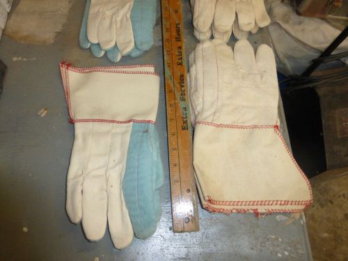 Dozen (12) 24 oz. blue/white or white cotton hot mill gloves, large, welding for sale