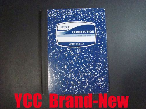 Mead Composition Book,100 sheets,Wide Ruled,Blue Marble Cover,9.75x7.5in,1 pk