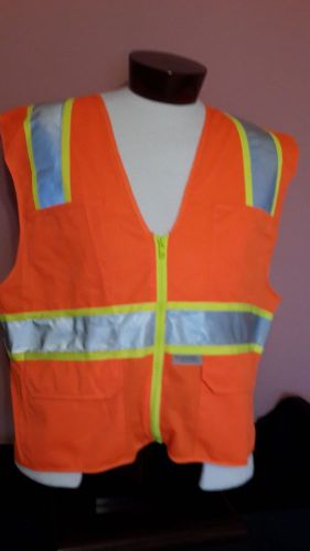 Hi Vis Zip n Rip Scotchlite Luminator Orange Safety Vest SZ L CL II LVL II FRSHP