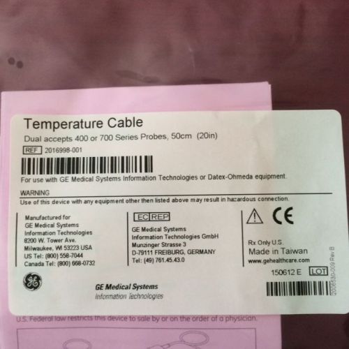 GE Dual Temperature Cable 400+700 Series Probes REF 2016998-001
