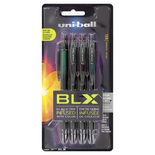 Uni-Ball Signo 207 BLX Retractable Medium Point Gel Pens, 4 Colored Ink Pens