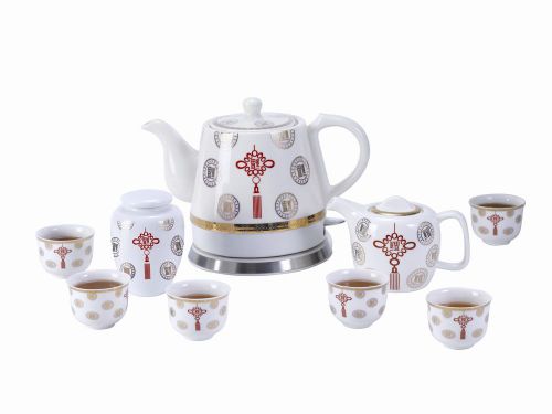 12028 Teapot Ceramic Asian Theme w/110V warming plate 10pc, Gift, Buffet,Hotel 1