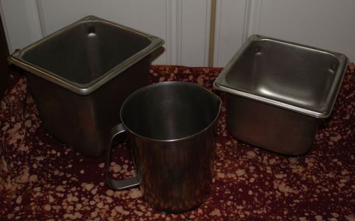 Vollrath stainless steel- 2 pans and 1 32 oz graduated cup for sale