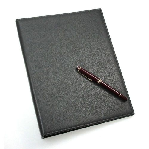 LUCRIN - Binder with 3 rings - granulated cow leather - dark grey