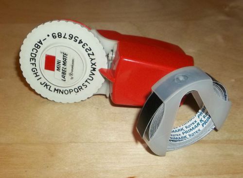 Vintage red dennison mini label-mate w/instructions &amp; tape strips for sale