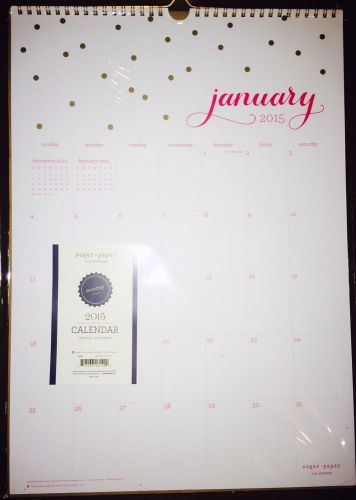 **LAST ONE!** New SUGAR PAPER LA 2015 Large Pink Gold Metallic Dot Wall Calendar