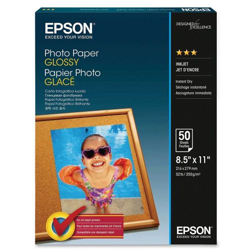 Epson Glossy Photo Paper, 8.5 x 11 Inches, 50 Sheets per Pack (S041649), New