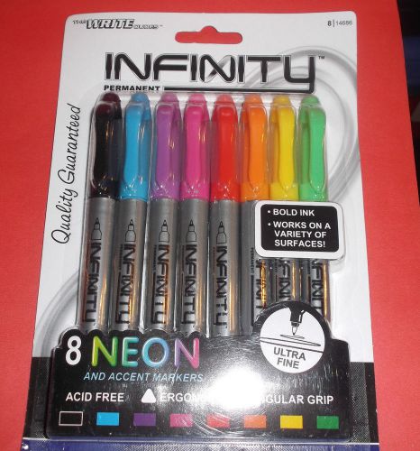 Infinity 8 Permanent Markers - Ultra Fine Tip Neon And Accent Colors