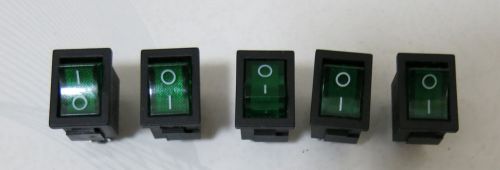 5pcs AC 6A/250V 10A/125V 4 Pin ON/OFF 2 Position DPST Snap with Green LED