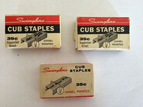 Vintage Swingline Cub Staples Chisel Pointed 2 Full and 1 Partial