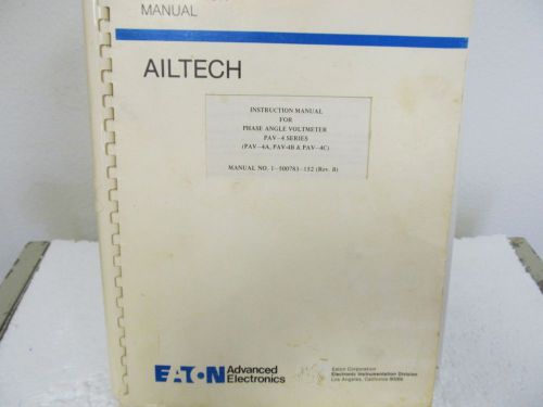 Ailtech (Eaton) PAV-4 Series Phase Angle Voltmeter Instruction Manual w/schem